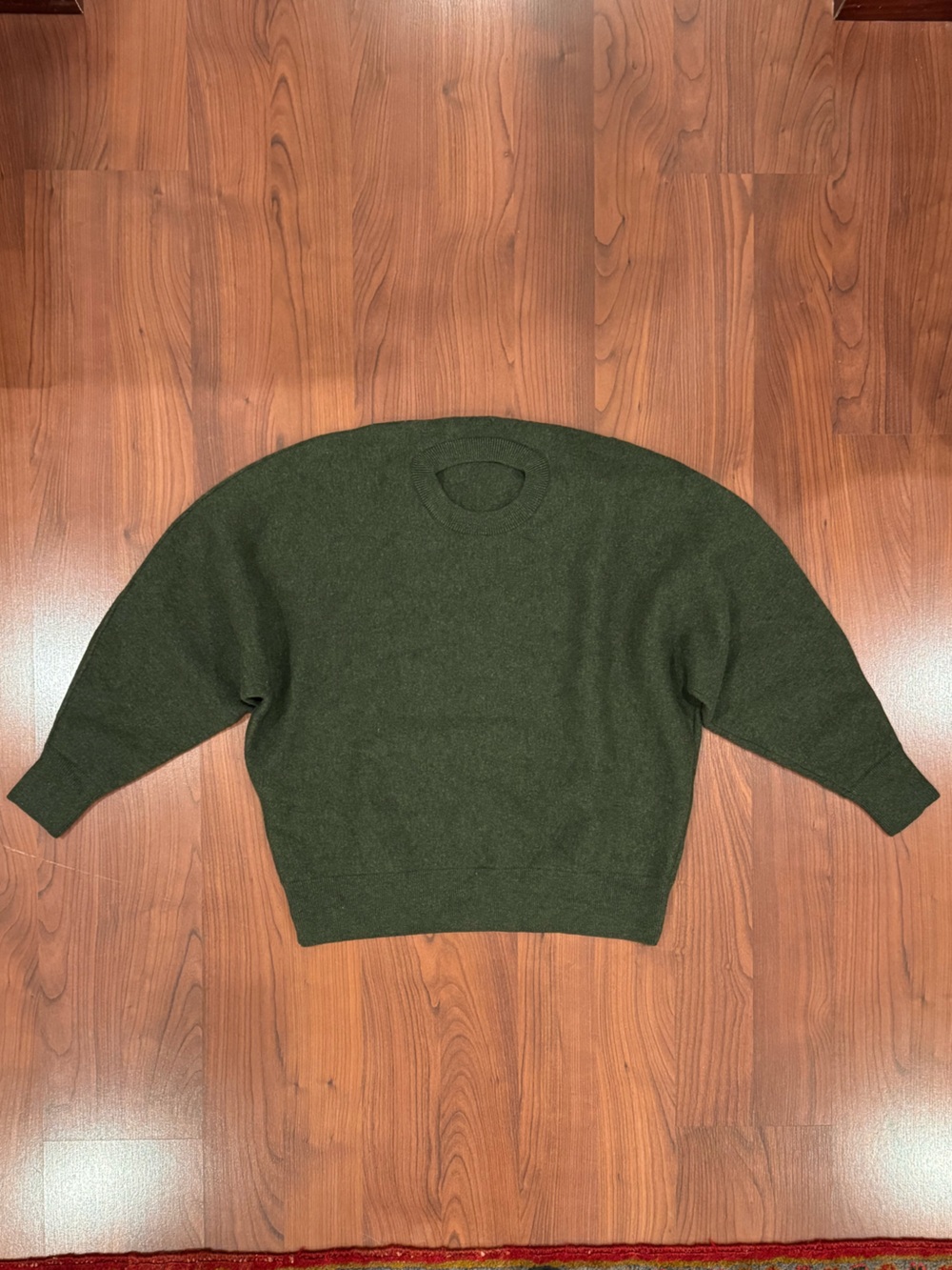 COS Rounded Double Faced Wool Crewneck Sweater in Dark Green size Medium - Picture 4 of 7